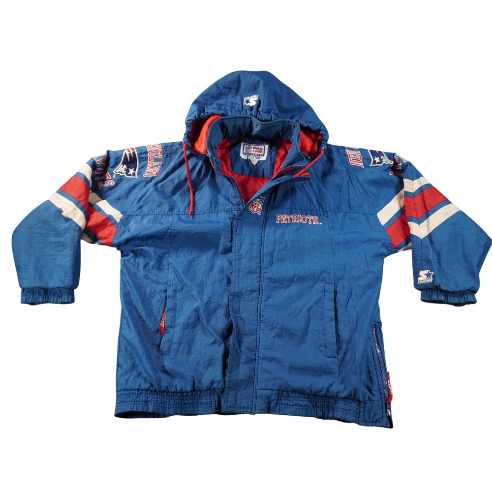 Vintage Starter NFL New England Patriots Jacket Mens Medium Blue 90s Puffer